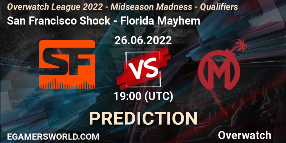 Prognose für das Spiel San Francisco Shock VS Florida Mayhem. 26.06.2022 at 19:00. Overwatch - Overwatch League 2022 - Midseason Madness - Qualifiers
