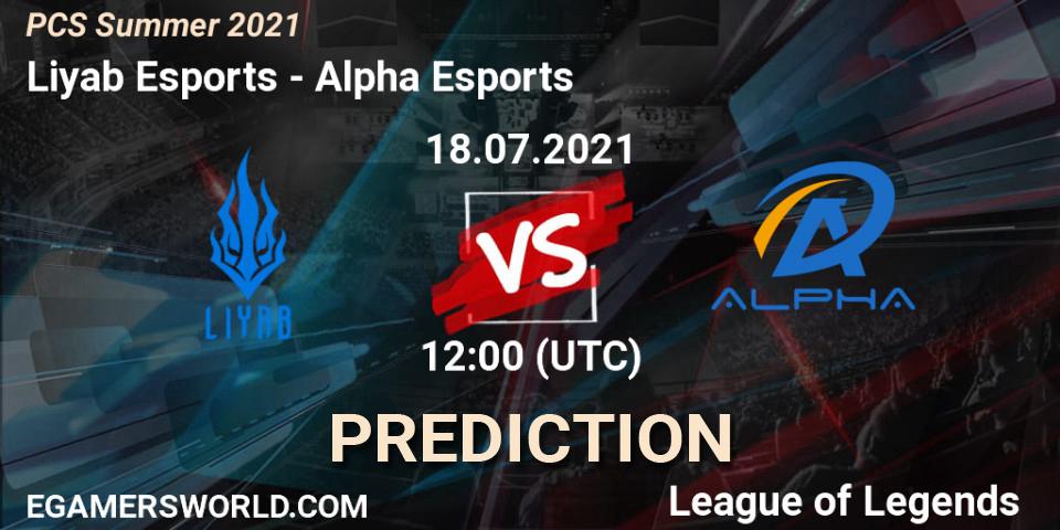 Prognose für das Spiel Liyab Esports VS Alpha Esports. 18.07.2021 at 12:00. LoL - PCS Summer 2021