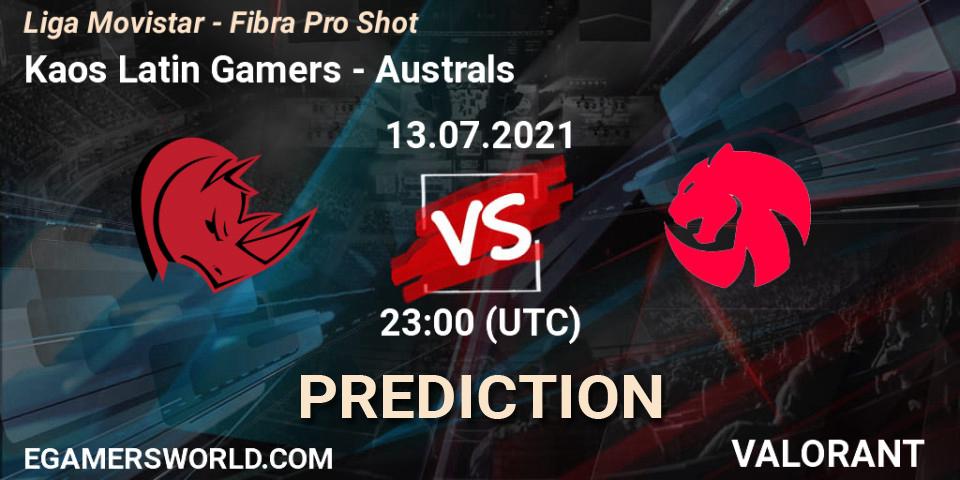 Prognose für das Spiel Kaos Latin Gamers VS Australs. 13.07.2021 at 23:00. VALORANT - Liga Movistar - Fibra Pro Shot
