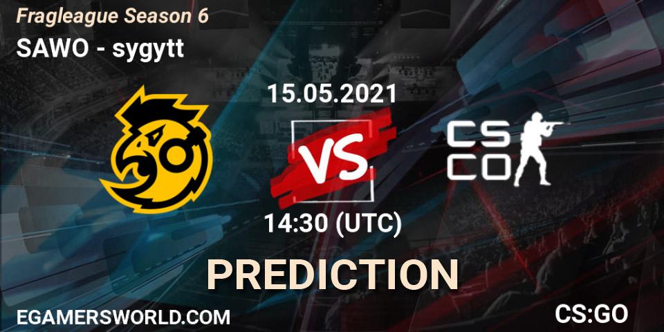Prognose für das Spiel SAWO VS sygytt. 15.05.2021 at 14:30. Counter-Strike (CS2) - Fragleague Season 6