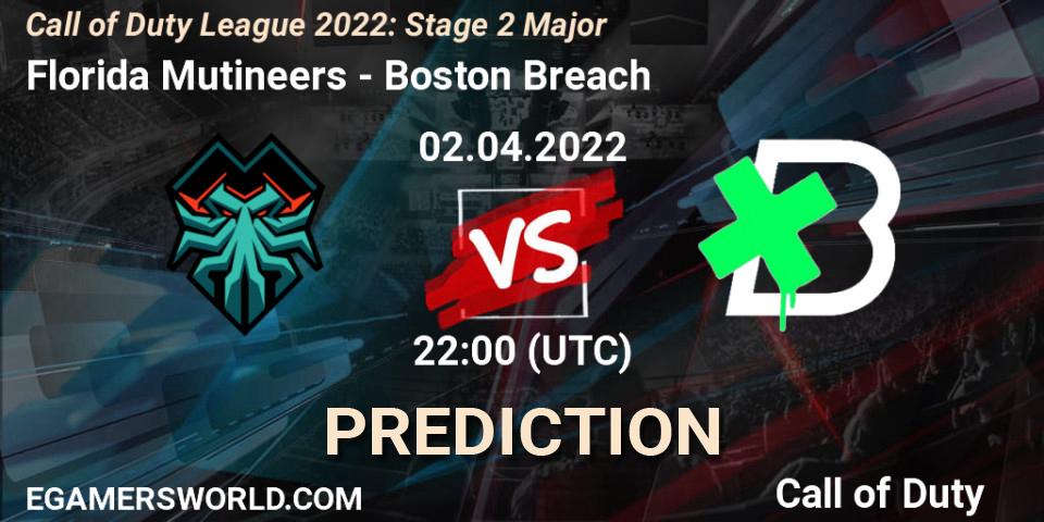 Prognose für das Spiel Florida Mutineers VS Boston Breach. 02.04.22. Call of Duty - Call of Duty League 2022: Stage 2 Major