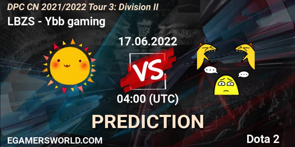 Prognose für das Spiel LBZS VS Ybb gaming. 17.06.2022 at 04:02. Dota 2 - DPC CN 2021/2022 Tour 3: Division II