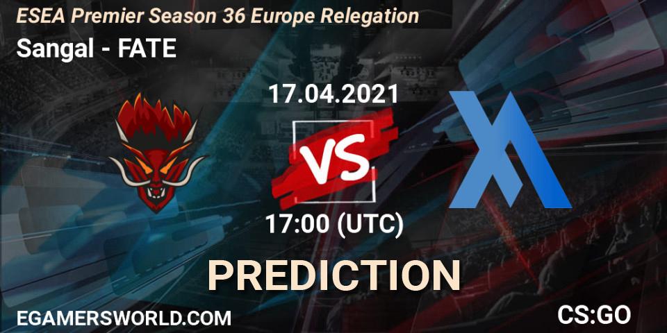 Prognose für das Spiel Sangal VS FATE. 17.04.2021 at 18:00. Counter-Strike (CS2) - ESEA Premier Season 36 Europe Relegation