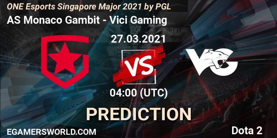 Prognose für das Spiel AS Monaco Gambit VS Vici Gaming. 27.03.21. Dota 2 - ONE Esports Singapore Major 2021