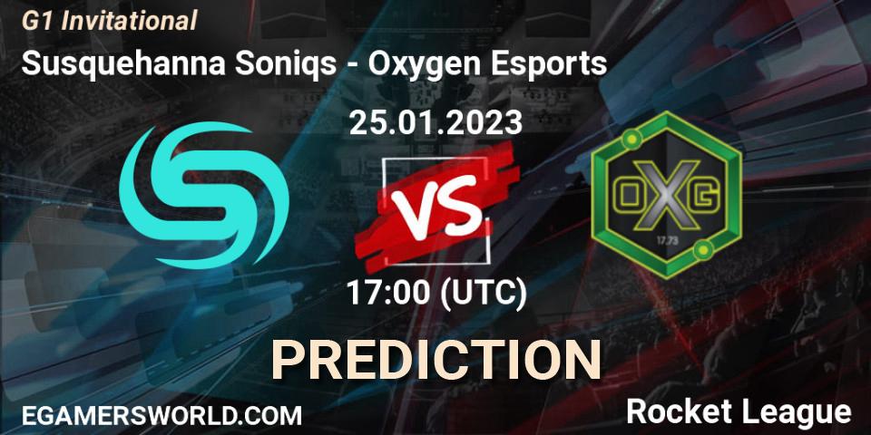 Prognose für das Spiel Susquehanna Soniqs VS Oxygen Esports. 25.01.2023 at 17:00. Rocket League - G1 Invitational