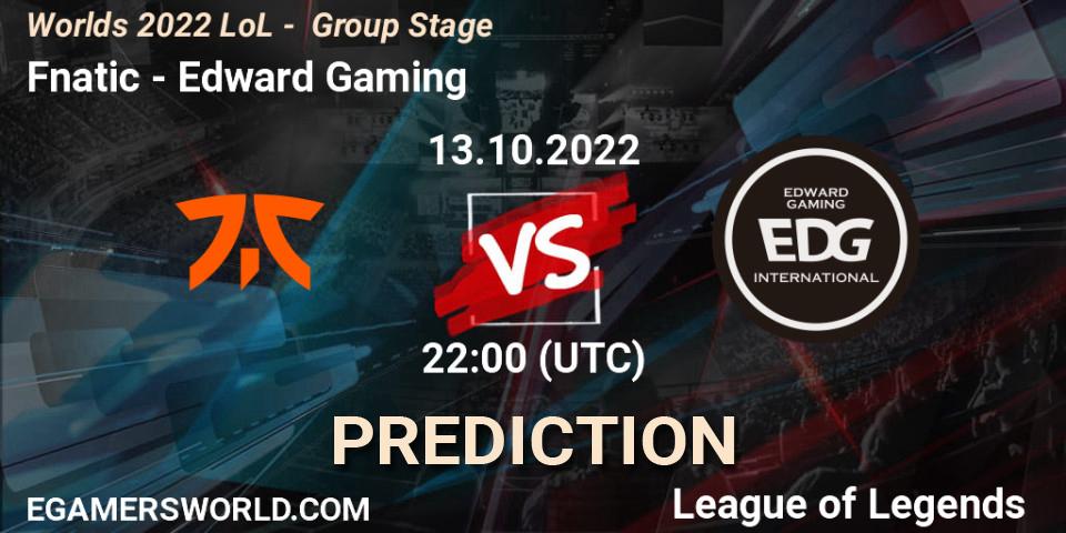 Prognose für das Spiel Fnatic VS Edward Gaming. 13.10.22. LoL - Worlds 2022 LoL - Group Stage