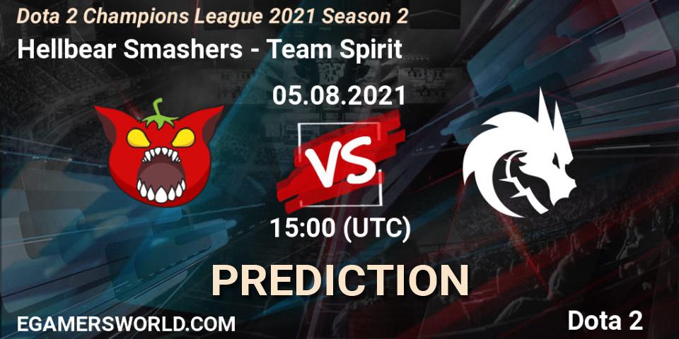 Prognose für das Spiel Hellbear Smashers VS Team Spirit. 05.08.2021 at 15:08. Dota 2 - Dota 2 Champions League 2021 Season 2