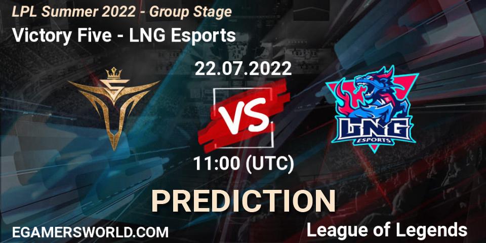 Prognose für das Spiel Victory Five VS LNG Esports. 22.07.22. LoL - LPL Summer 2022 - Group Stage