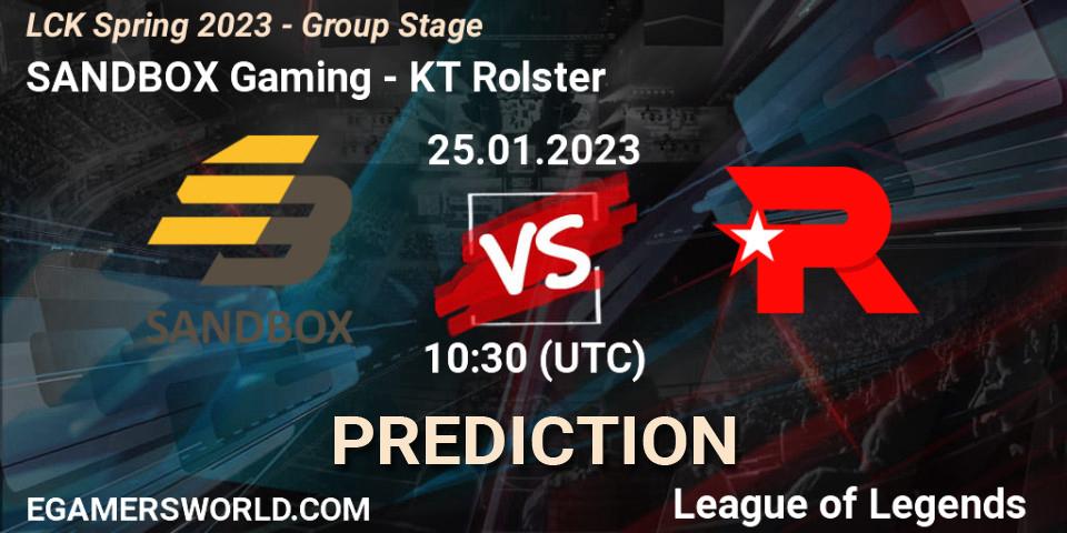 Prognose für das Spiel SANDBOX Gaming VS KT Rolster. 25.01.23. LoL - LCK Spring 2023 - Group Stage