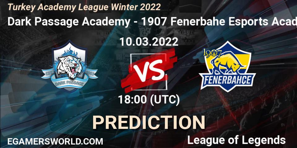 Prognose für das Spiel Dark Passage Academy VS 1907 Fenerbahçe Esports Academy. 10.03.22. LoL - Turkey Academy League Winter 2022