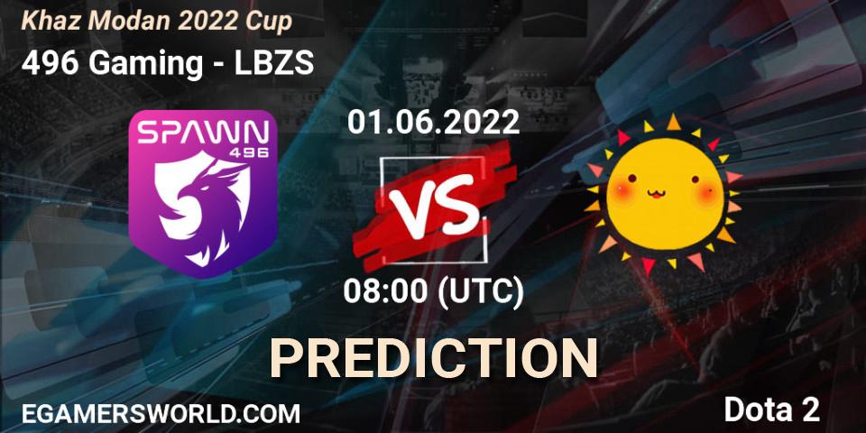 Prognose für das Spiel 496 Gaming VS LBZS. 01.06.22. Dota 2 - Khaz Modan 2022 Cup