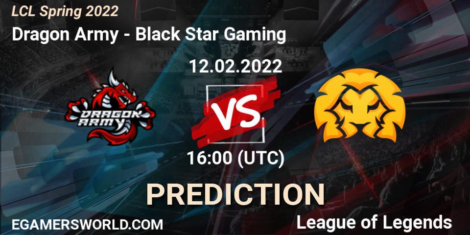 Prognose für das Spiel Dragon Army VS Black Star Gaming. 12.02.22. LoL - LCL Spring 2022