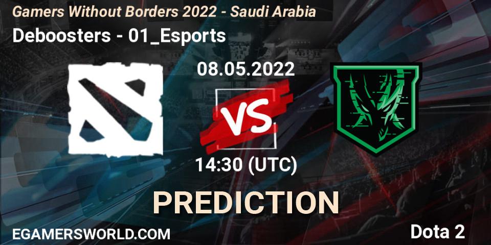 Prognose für das Spiel Deboosters VS 01_Esports. 08.05.2022 at 14:25. Dota 2 - Gamers Without Borders 2022 - Saudi Arabia