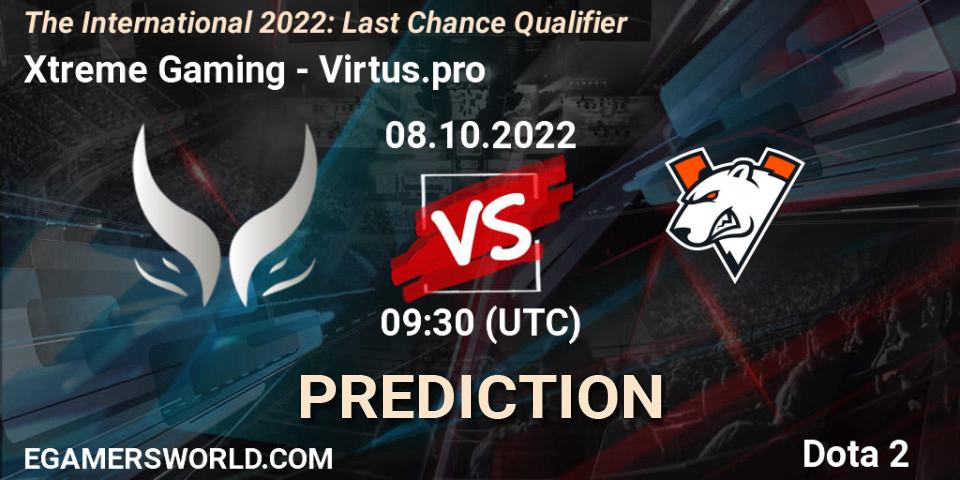Prognose für das Spiel Xtreme Gaming VS Virtus.pro. 08.10.2022 at 09:19. Dota 2 - The International 2022: Last Chance Qualifier
