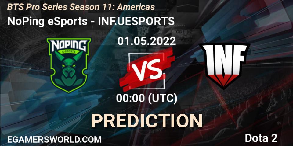 Prognose für das Spiel NoPing eSports VS INF.UESPORTS. 30.04.22. Dota 2 - BTS Pro Series Season 11: Americas