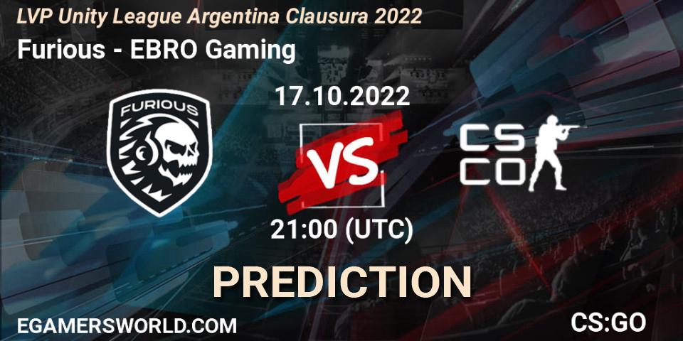 Prognose für das Spiel Furious VS EBRO Gaming. 17.10.22. CS2 (CS:GO) - LVP Unity League Argentina Clausura 2022