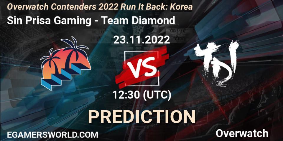 Prognose für das Spiel Sin Prisa Gaming VS Team Diamond. 23.11.2022 at 13:30. Overwatch - Overwatch Contenders 2022 Run It Back: Korea
