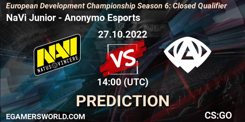 Prognose für das Spiel NaVi Junior VS Anonymo Esports. 27.10.2022 at 14:15. Counter-Strike (CS2) - European Development Championship Season 6: Closed Qualifier