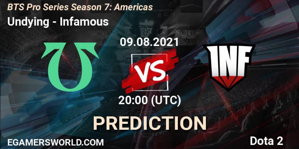 Prognose für das Spiel Undying VS Infamous. 09.08.2021 at 20:01. Dota 2 - BTS Pro Series Season 7: Americas