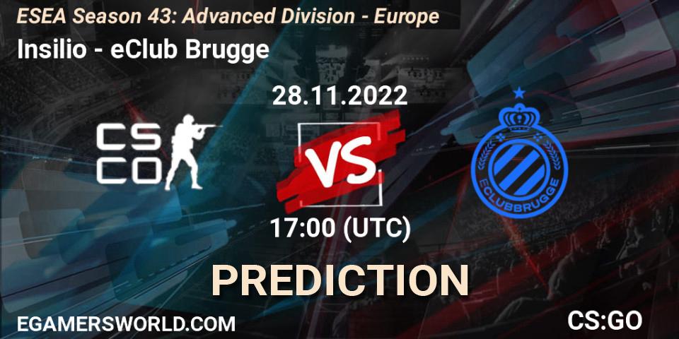 Prognose für das Spiel Insilio VS eClub Brugge. 28.11.22. CS2 (CS:GO) - ESEA Season 43: Advanced Division - Europe
