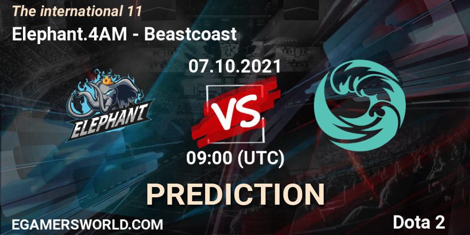Prognose für das Spiel Elephant.4AM VS Beastcoast. 07.10.2021 at 11:04. Dota 2 - The Internationa 2021
