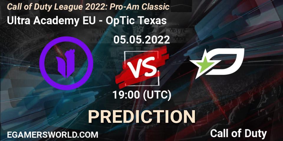 Prognose für das Spiel Ultra Academy EU VS OpTic Texas. 05.05.22. Call of Duty - Call of Duty League 2022: Pro-Am Classic