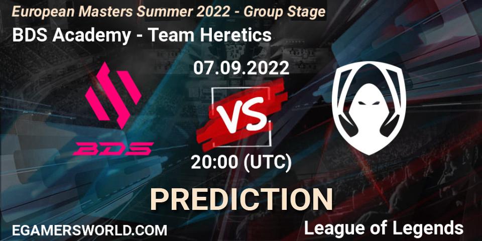 Prognose für das Spiel BDS Academy VS Team Heretics. 07.09.2022 at 20:00. LoL - European Masters Summer 2022 - Group Stage