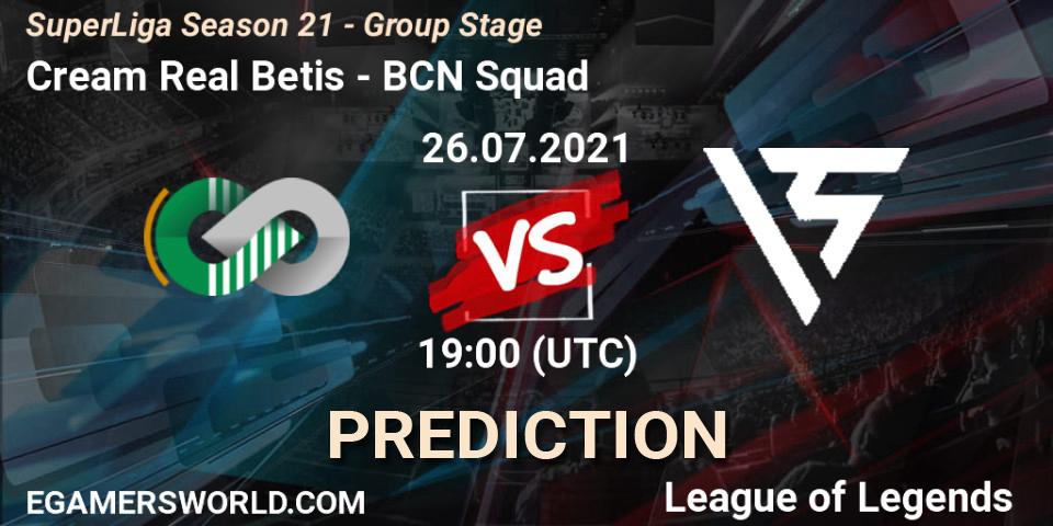 Prognose für das Spiel Cream Real Betis VS BCN Squad. 26.07.21. LoL - SuperLiga Season 21 - Group Stage 