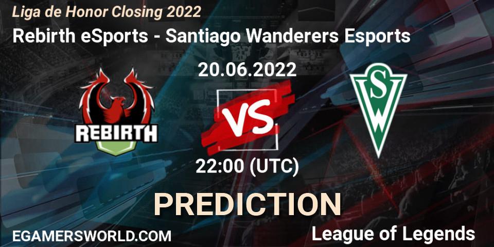 Prognose für das Spiel Rebirth eSports VS Santiago Wanderers Esports. 20.06.2022 at 22:00. LoL - Liga de Honor Closing 2022