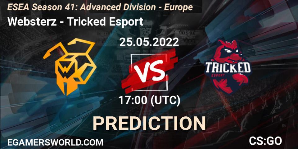 Prognose für das Spiel Websterz VS Tricked Esport. 25.05.2022 at 17:00. Counter-Strike (CS2) - ESEA Season 41: Advanced Division - Europe