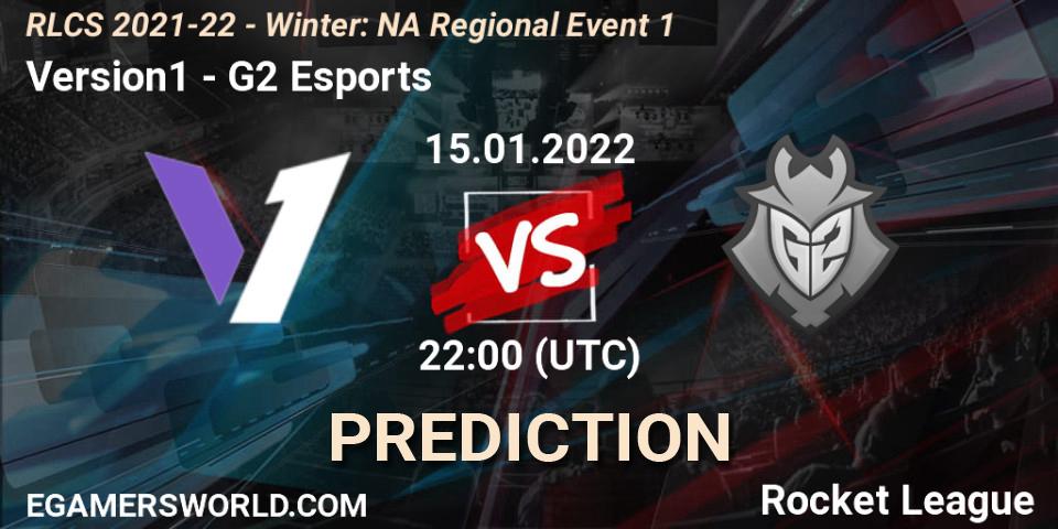Prognose für das Spiel Version1 VS G2 Esports. 15.01.22. Rocket League - RLCS 2021-22 - Winter: NA Regional Event 1