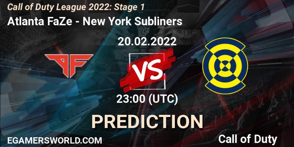Prognose für das Spiel Atlanta FaZe VS New York Subliners. 20.02.2022 at 23:00. Call of Duty - Call of Duty League 2022: Stage 1