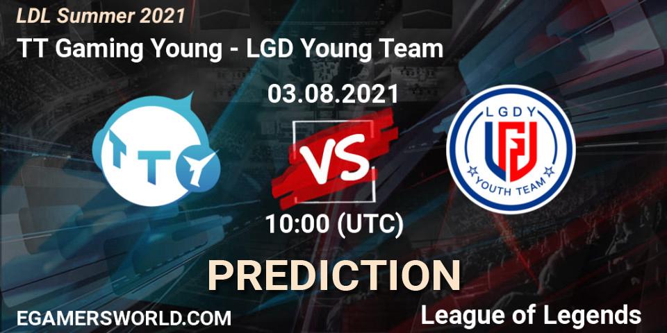 Prognose für das Spiel TT Gaming Young VS LGD Young Team. 03.08.2021 at 11:00. LoL - LDL Summer 2021