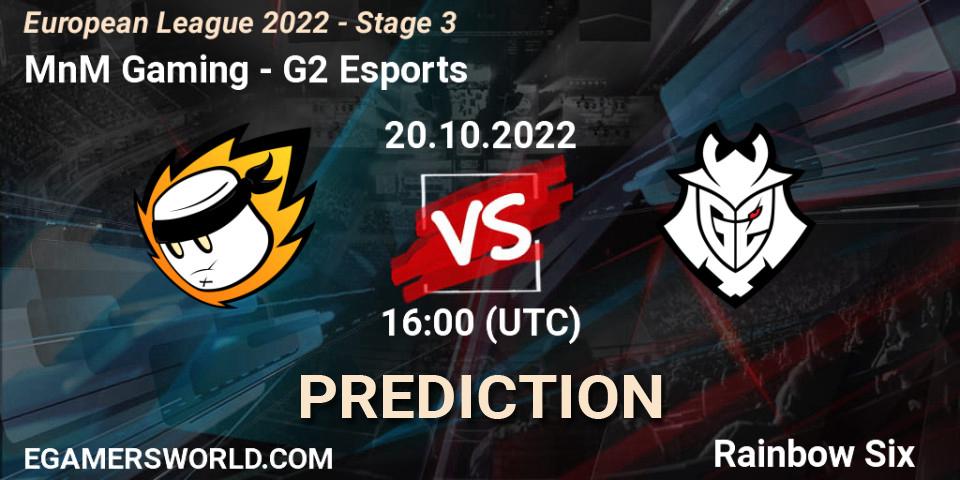 Prognose für das Spiel MnM Gaming VS G2 Esports. 20.10.22. Rainbow Six - European League 2022 - Stage 3