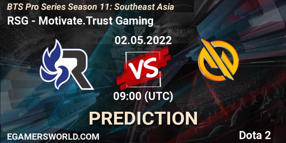 Prognose für das Spiel RSG VS Motivate.Trust Gaming. 07.05.22. Dota 2 - BTS Pro Series Season 11: Southeast Asia