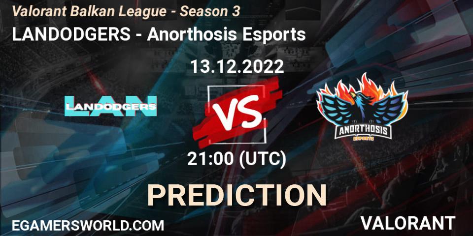 Prognose für das Spiel LANDODGERS VS Anorthosis Esports. 13.12.22. VALORANT - Valorant Balkan League - Season 3
