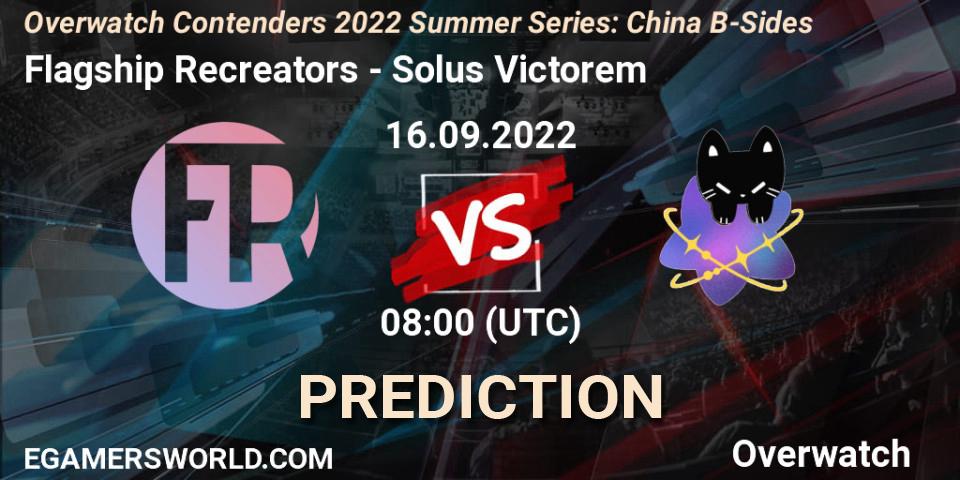 Prognose für das Spiel Flagship Recreators VS Solus Victorem. 16.09.2022 at 10:00. Overwatch - Overwatch Contenders 2022 Summer Series: China B-Sides