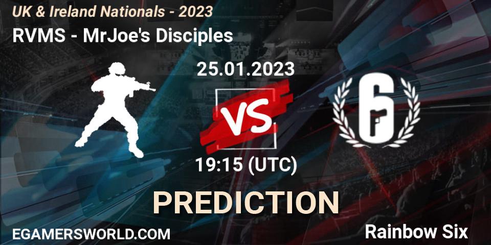 Prognose für das Spiel RVMS VS MrJoe's Disciples. 25.01.2023 at 19:15. Rainbow Six - UK & Ireland Nationals - 2023