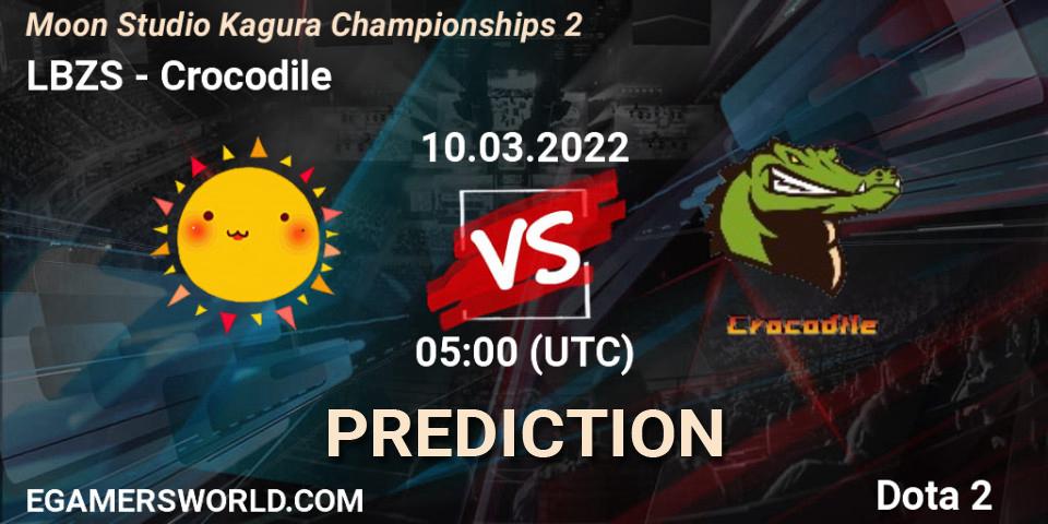 Prognose für das Spiel LBZS VS Crocodile. 10.03.2022 at 05:06. Dota 2 - Moon Studio Kagura Championships 2