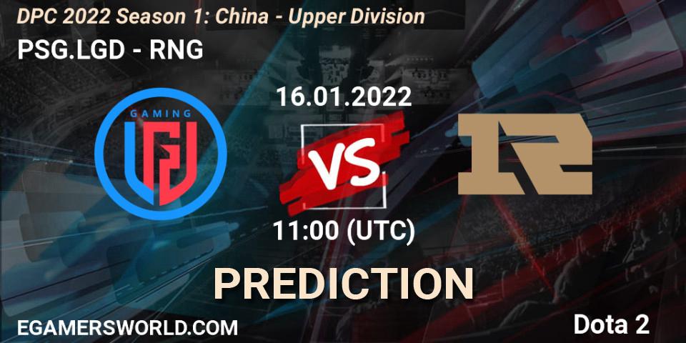 Prognose für das Spiel PSG.LGD VS RNG. 16.01.22. Dota 2 - DPC 2022 Season 1: China - Upper Division