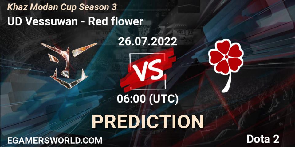 Prognose für das Spiel UD Vessuwan VS Red flower. 26.07.2022 at 06:21. Dota 2 - Khaz Modan Cup Season 3