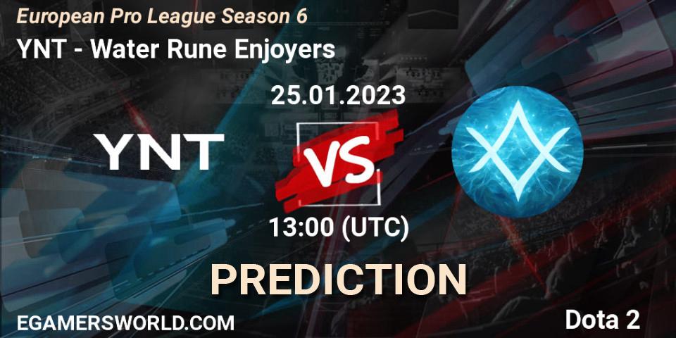 Prognose für das Spiel YNT VS Water Rune Enjoyers. 25.01.23. Dota 2 - European Pro League Season 6
