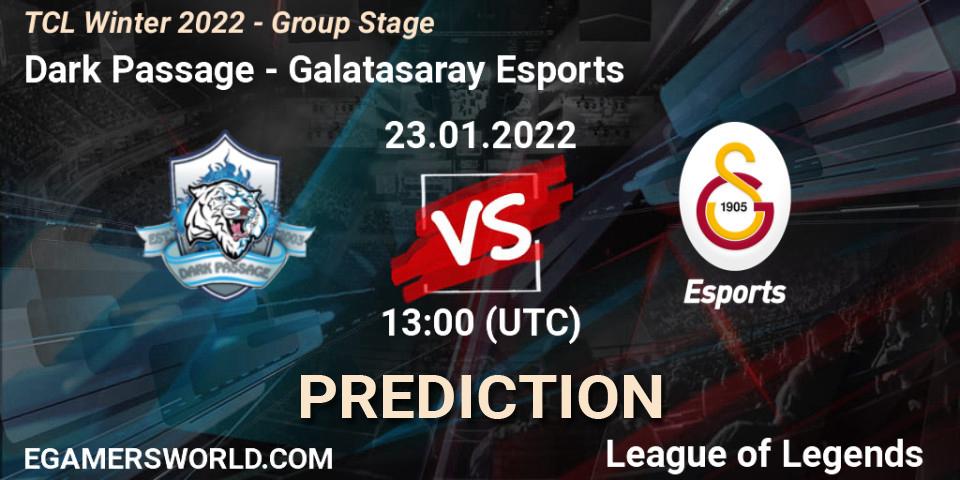 Prognose für das Spiel Dark Passage VS Galatasaray Esports. 23.01.22. LoL - TCL Winter 2022 - Group Stage