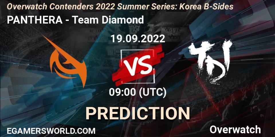 Prognose für das Spiel PANTHERA VS Team Diamond. 19.09.2022 at 09:00. Overwatch - Overwatch Contenders 2022 Summer Series: Korea B-Sides