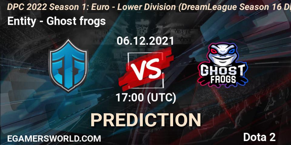 Prognose für das Spiel Entity VS Ghost frogs. 06.12.2021 at 16:55. Dota 2 - DPC 2022 Season 1: Euro - Lower Division (DreamLeague Season 16 DPC WEU)