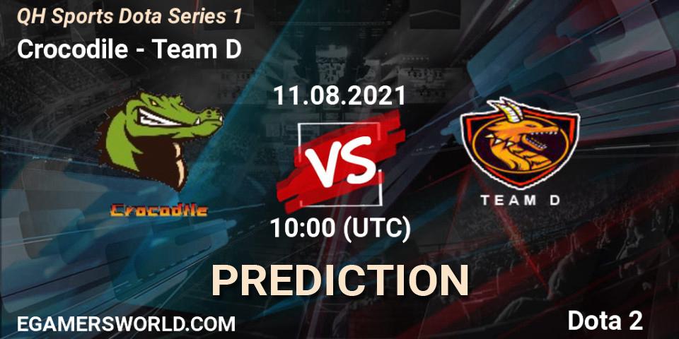 Prognose für das Spiel Crocodile VS Team D. 11.08.2021 at 10:25. Dota 2 - QH Sports Dota Series 1