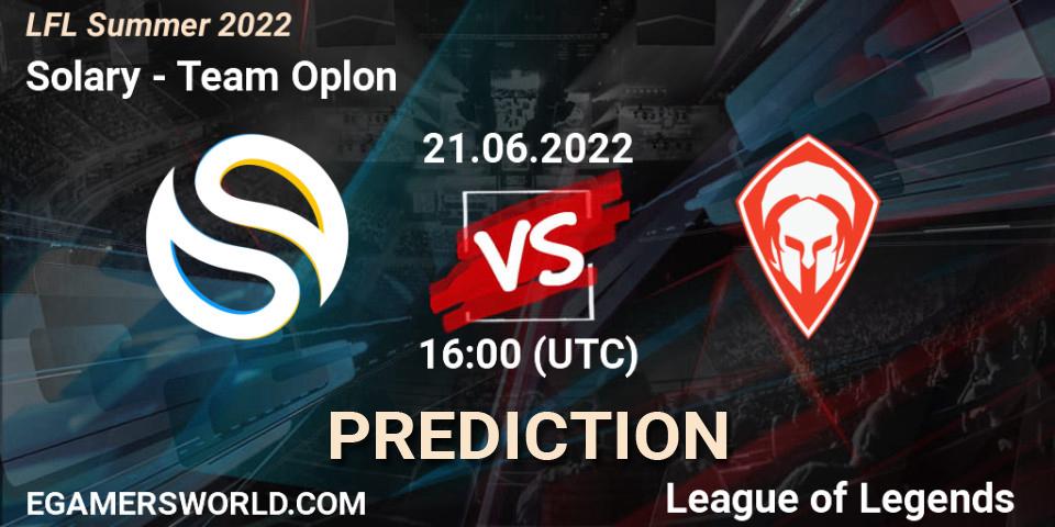 Prognose für das Spiel Solary VS Team Oplon. 21.06.2022 at 16:00. LoL - LFL Summer 2022