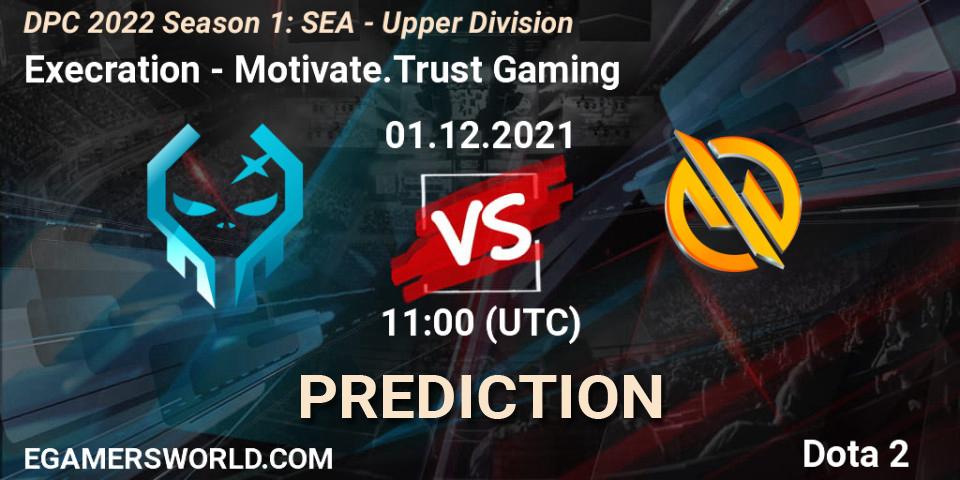Prognose für das Spiel Execration VS Motivate.Trust Gaming. 01.12.2021 at 11:05. Dota 2 - DPC 2022 Season 1: SEA - Upper Division