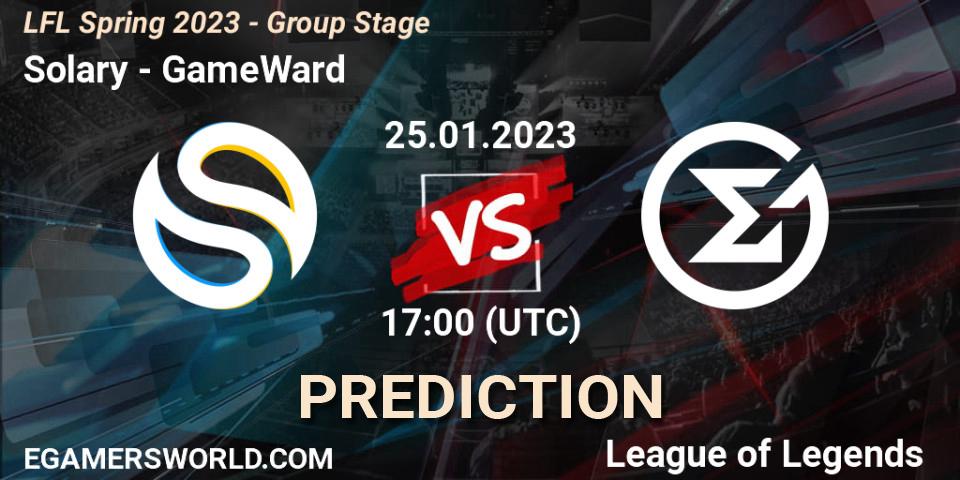 Prognose für das Spiel Solary VS GameWard. 25.01.2023 at 17:00. LoL - LFL Spring 2023 - Group Stage