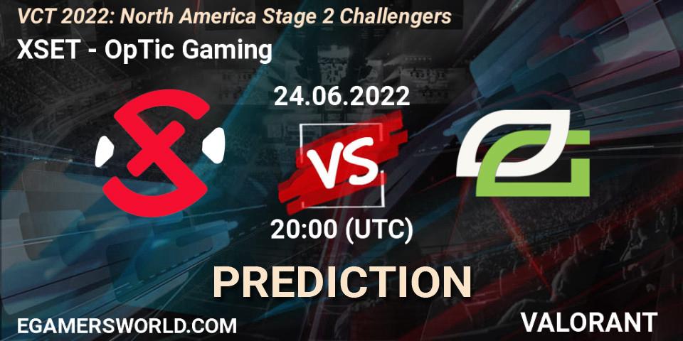 Prognose für das Spiel XSET VS OpTic Gaming. 24.06.22. VALORANT - VCT 2022: North America Stage 2 Challengers